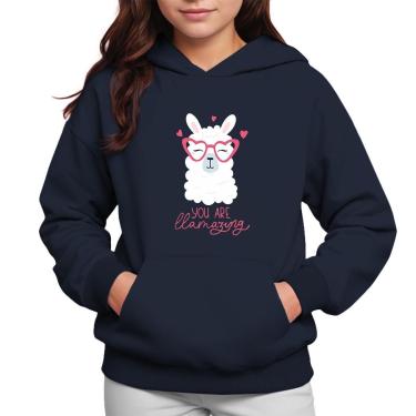 Imagem de Moletom Infantil Canguru Menina Algodão Estampa Lhama-Feminino