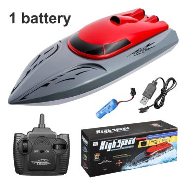 Imagem de Barco de Brinquedo com Controle Vermelho e Branco 2.4G rc