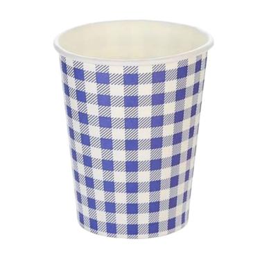 Imagem de Copo De Papel 270ml Azul Xadrez 10un Silverfestas