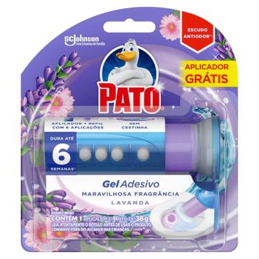 Imagem de DETERGENTE SANITÁRIO GEL ADESIVO LAVANDA PATO 38G 6 DISCOS GRÁTIS APLICADOR