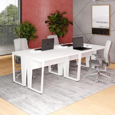 Imagem de Estação Trabalho Escritório p/ 4 Pessoas 240cm Pé Metal F5 - F5 Office