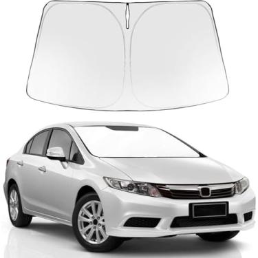 Imagem de Proadsy Protetor solar para para-brisa atualizado 2025 ajuste personalizado 2012-2015 Honda Civic protetor solar frontal dobrável blocos de viseira de sol raios UV mantêm o refrigerador do carro