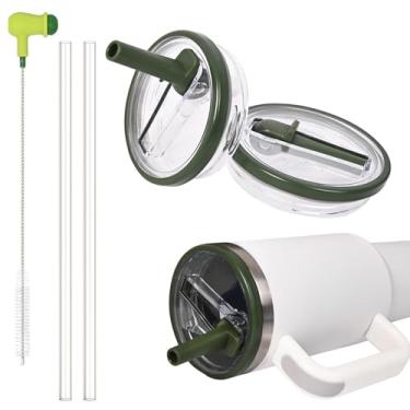 Imagem de Tampa de substituição à prova de vazamento de canudo flip para Stanley 1,134 g Tumbler Quencher - 2 pacotes 1,134 g Tampa superior à prova de derramamento reutilizável Stanley Cup acessórios com