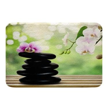 Imagem de jejeloiu Tapetes de banheiro infantil de pedra zen 40,6 cm x 61 cm para meninos e meninas tapetes de banho spa para banheira, tapetes de banho Zen spa para banheiro, design de meditação Zen, ioga,