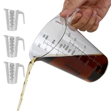 Imagem de EIKS Copos medidores de plástico para assar, cozinhar, fazer você mesmo e uso comercial – Ferramentas duráveis de cozinha e artesanato com bico em forma de V, balanças duplas de oz/ml, derramamento