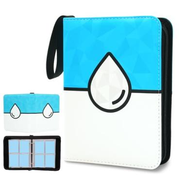 Imagem de Fichário de cartão joia porta-cartão álbum porta-cartões colecionáveis zíper poligonal abstrato fichário para coleção (azul, 400 bolsos)