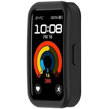 Imagem de AWADUO Compatível com Huawei Band 10/10NFC/9/9 NFC/8/8 NFC, capa protetora para smartwatch, capa de silicone, acessórios macios e duráveis (preto)
