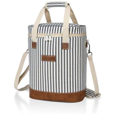 Imagem de Bolsa Térmica Para Transporte de Vinhos até 4 Garrafas com Alça Ajustável, TIRRINIA, Azul