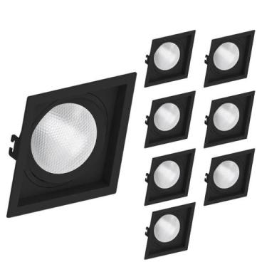 Imagem de 8 Spot Embutir Recuado Par30 E27 Preto Save Energy Quadrado