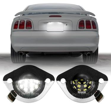 Imagem de USR 94-98 SN95 Luz de placa de licença - Par de lâmpadas de placa (esquerda + direita) - Compatível com Ford Mustang Pony Stang 1994-1998 todos os modelos como base, GT, conversível, Cobra (LED branco