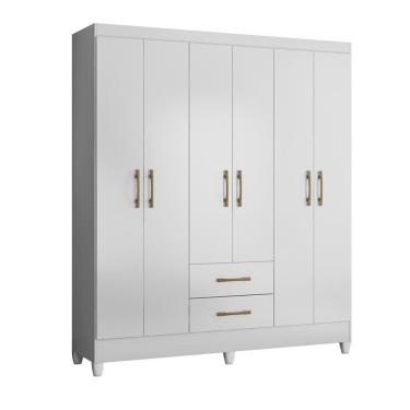 Imagem de Guarda Roupa Roupeiro Panamá 6 Portas 2 Gavetas Produzido Em Material Mdp Moval Branco