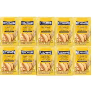 Imagem de Kit 10 Fermento Biológico Pão e Pizza Seco Fleischmann 10g