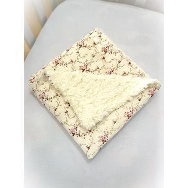 Imagem de Coberta Manta Macia Sherpa Estampado 100% Algodão (G, Floral Rosa)