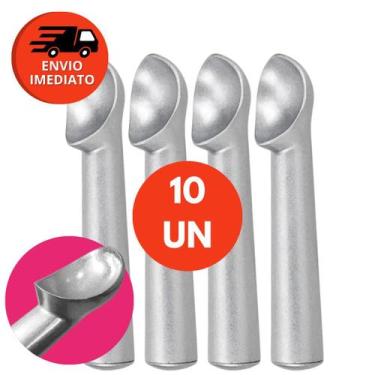 Imagem de Kit Colher Pegador Concha Alumínio Fosco Bola Sorvete Açaí Sobremesa S