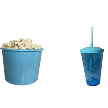 Imagem de Kit Cinema 50 balde 1,5L Pipoca + 50 copos Twister Colorido 400ml (AZUL-BEBÊ)