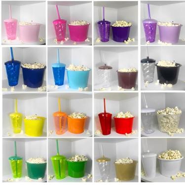 Imagem de Kit Cinema 50 balde 1,5L Pipoca + 50 copos Twister Colorido 400ml (VARIEDADES)