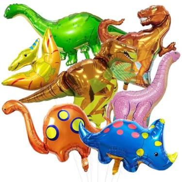 Imagem de 7 Pcs Dinosaur Foil Balloons Giant Dino Mylar Helium Balloons Dinosaur Birthday Balloon for Jungle Dino Theme Party Baby Shower Decorations Supplies