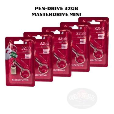 Imagem de Kit 10 Pen drive 32GB mini de metal com chaveiro MASTERDRIVE
