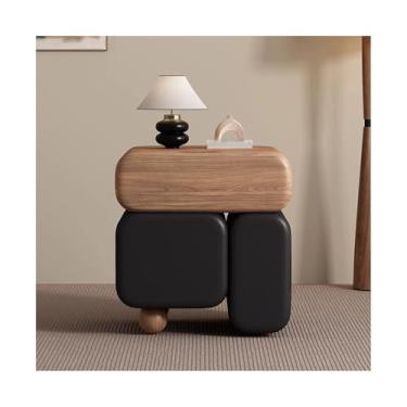 Imagem de Mesa De Cabeceira Estreita Com Mesa De Cabeceira Totalmente Revestida Em Couro E Gavetas Para Sofá De Quarto, Dormitório E Espaços Pequenos(Black,17x15x19")