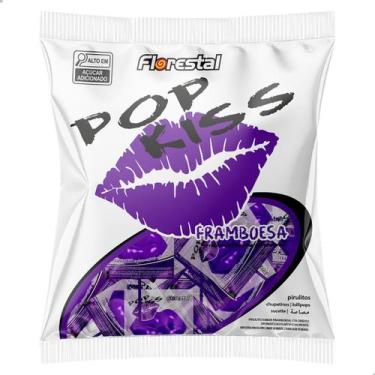 Imagem de Pirulito Pop Kiss sabor Framboesa Pacote 500g 50 un Florestal Formato 