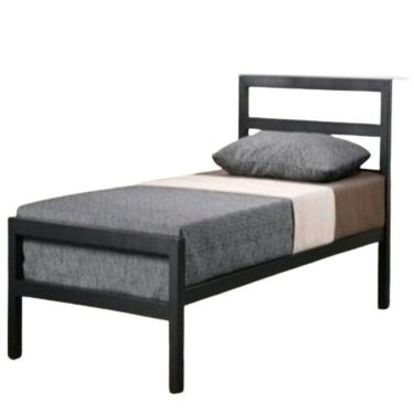 Imagem de Cama Solteiro Com Cabeceira Robusta Aço Ferro Metal Tamanho Especial 88x188 Cor Preto Mobbili Cs-01