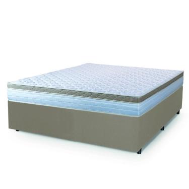 Imagem de Cama Box Casal Queen Colchão Com Molas Ensacadas 158x198x60cm Dunas Branco/Bege Hellen