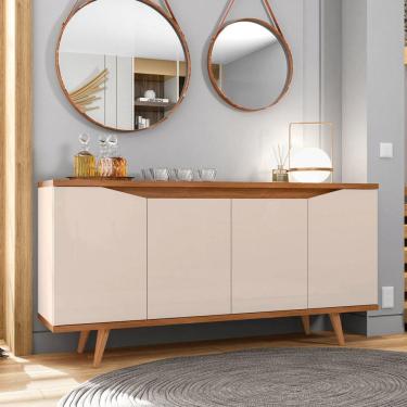 Imagem de Balcão Buffet Malásia 4 Portas Off White/Cedro 050.454 - Pnr Móveis