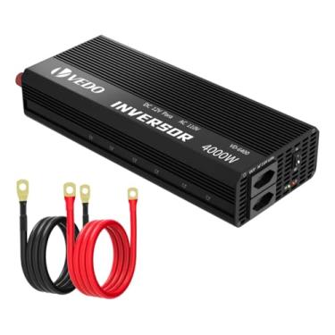Imagem de Inversor de Tensão Veicular 12V para 110V 4000W - Conversor de Energia Portátil com Onda Senoidal Modificada, Proteção Multicircuito e Saídas AC/DC para Carros, Barcos e Emergências