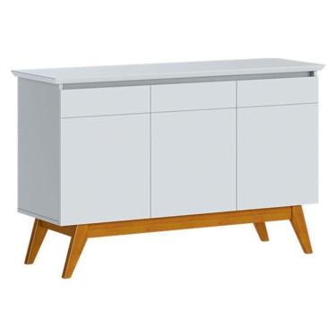 Imagem de Aparador Para Sala Buffet Classic 3 Portas Branco Acetinado - Imcal
