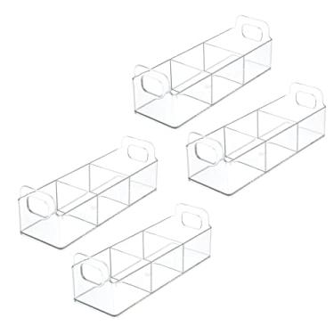 Imagem de MDesign Plástico Despensa, Gabinete de Medicina, Bancada Organizadora Estação de Armazenamento Suporte de Cadete de Chá para Bebidas e Sacos de Chá, Adoçante, Embalagem Individual Condimentos - 23 cm de Comprimento, Pacote com 4 - Transparente