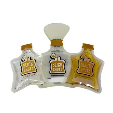 Imagem de Slick Shotz – Pacote de frasco de licor de 85 g selado a quente, (50) bolsas de plástico sem BPA para bebidas alcoólicas, à prova de vazamento, fácil de encher, pacote de frasco portátil de licor de