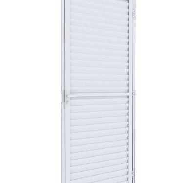 Imagem de Porta de Alumínio de Giro Laminada Ventilada 215x95cm Lucasa Ideale Branco
