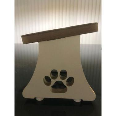 Imagem de Comedouro duplo elevado para gatos e cachorros tigela em inox anti-vôm