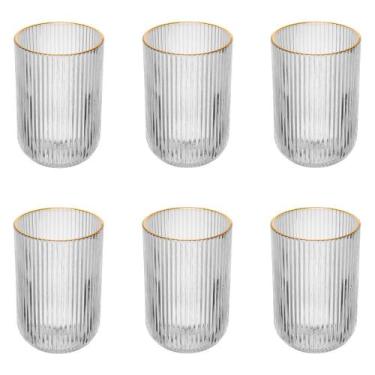Imagem de Conjunto 6 Copos Altos 430 ml Lines Fio de Ouro Wolff