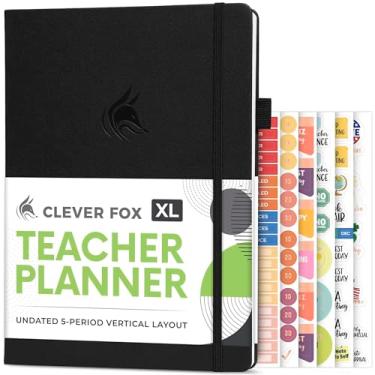 Imagem de Clever Fox Agenda de professores – Agenda de ano escolar com calendários e planos de aula – livro para sala de aula e organização de ensino em casa, A4 (preto)