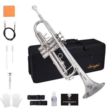 Imagem de Lexington Standard Bb Student Model Trumpet inclui estojo rígido, haste de limpeza e pano, luvas (Níquel)