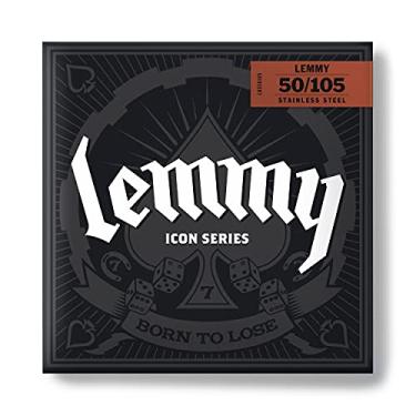 Imagem de Dunlop Lemmy Kilmister Icon Série LKS50105 Cordas de baixo de aço inoxidável com assinatura calibre 50-105, conjunto de 4 cordas