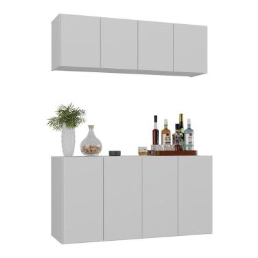 Imagem de Kit Bar Armário Aéreo E Aparador 4 Portas Multimóveis Mp1075 Branco Branco