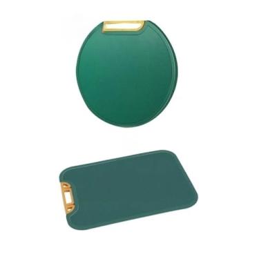 Imagem de kit 2 Tábua De Corte Antibacteriana À Prova De Mofo 30cm Com Suporte Em Pé Para Cozinha(redondo+retângulo)
