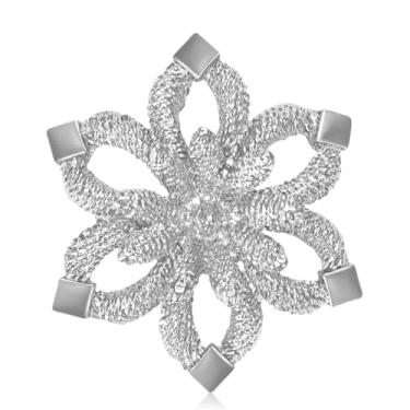 Imagem de Broche de flor oco minimalista para mulheres banhado a ouro prateado nó de corda grossa broches de flores alfinetes de lapela terno colar acessórios de vestido moda decoração única enfeites de festa