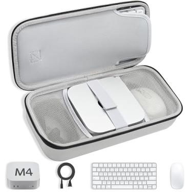 Imagem de Capa de viagem para Apple Mac mini M4/M4 Pro, com mouse mágico, teclado mágico e compartimentos de linha de energia - Capa portátil para Mac mini M4 para viagens de negócios, escritório móvel, mudança