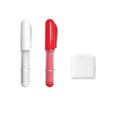 Imagem de BEN YEDD Conjunto de canetas marcadoras de costura e pó de marcação sólido (2 lápis de costura e 1 marcador branco sólido, 1 branco e 1 vermelho)