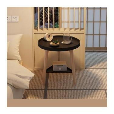 Imagem de Mesa de centro pequena mesa redonda moderna minimalista sala de estar varanda quarto simples montagem pequena mesa de centro mesa lateral mesa de canto (cor: 40 cm preto)