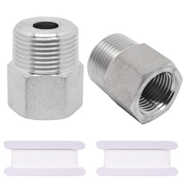 Imagem de YuGtcen 1/5.1 cm fêmea x 3/10.2 cm macho NPT redutor de bucha rosqueada, bucha de aço inoxidável 304 adaptador redutor sextavado conector de extensão de tubo de encaixe de tubo (2 peças)