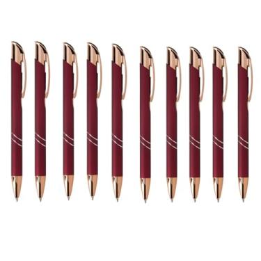 Imagem de Kit Com 10 Caneta Personalizada Metálica Elegância Para Seu Escritório (Vinho)