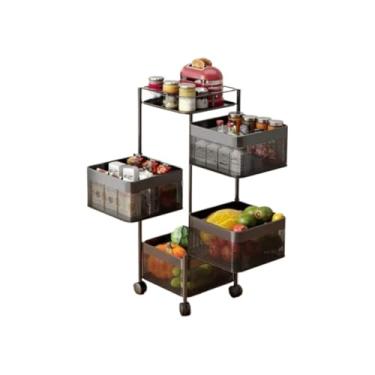 Imagem de Carrinho Organizador GiratóRio Com Gavetas | Organizador Multiuso Com Rodinhas Para Cozinha, Banheiro E EscritóRio(QUADRADA)