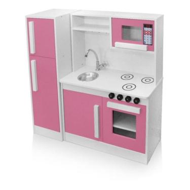 Imagem de Cozinha Infantil Brinquedo Educativo Completa com Armário Fogão Pia e Geladeira