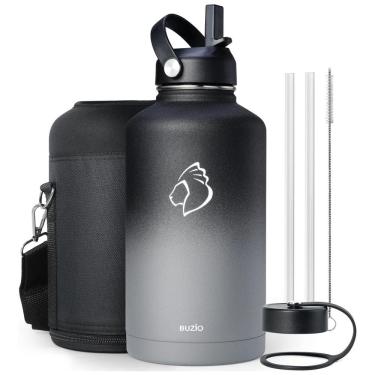 Imagem de Garrafa Térmica 1900 mL Portátil com Isolamento a Vácuo, Aço Inoxidável, BUZIO, Preto