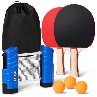 Imagem de Kit de Ping Pong com Mesa Portátil, 2 Raquetes, 3 Bolas e Estojo Compacto, XGEAR, Preto