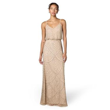 Imagem de Adrianna Papell Vestido feminino longo com contas, Castanho-Acinzentado/Rosa, 50